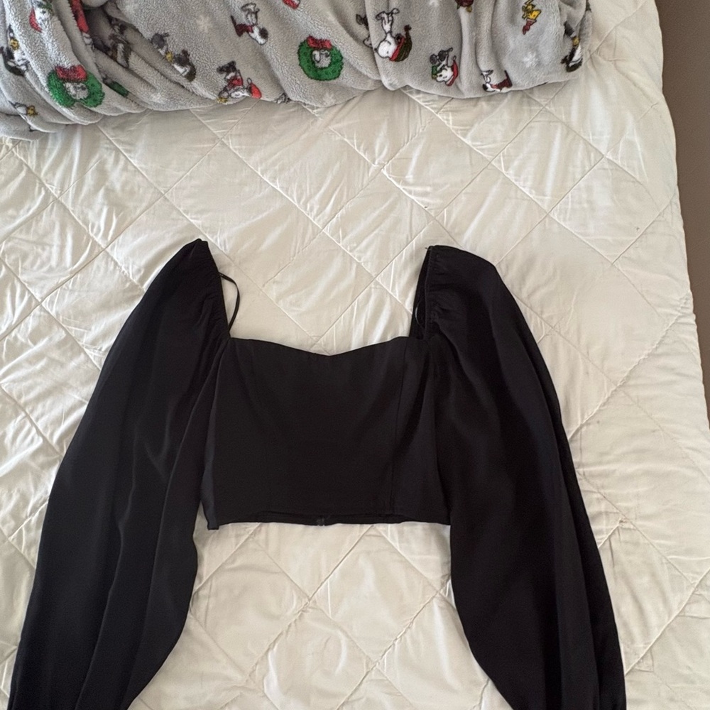 Forever 21 Black Puff Sleeve Blouse
